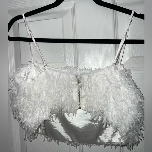 Cotton Candy LA Size M Feather Crop Top with zipper - Picture 2 of 2